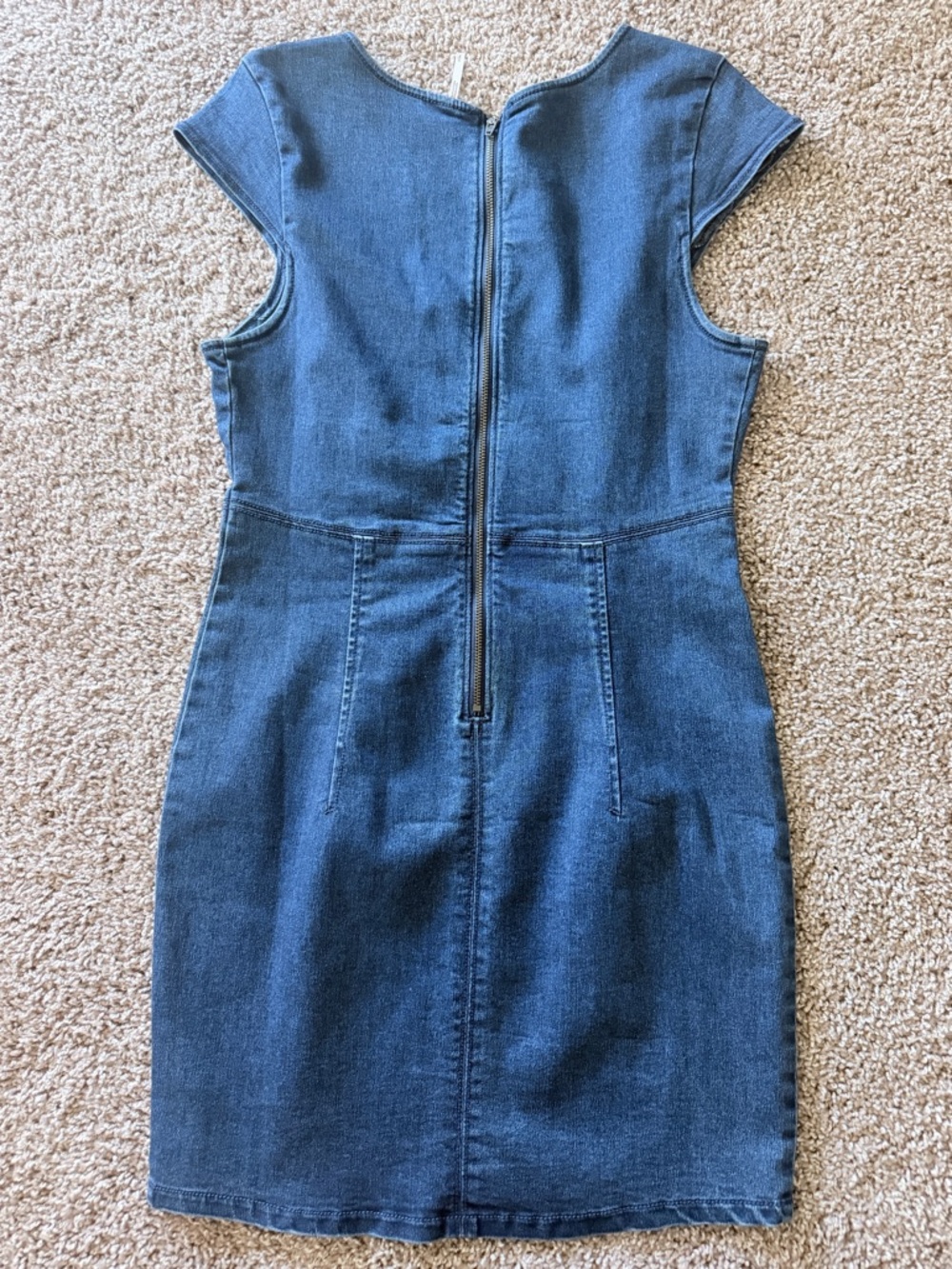 Free People Blue Denim Square Neck Mini Dress - Picture 3 of 5
